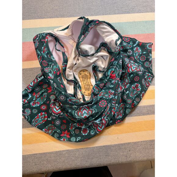 NWT, Eomenie Green Paisley Swim Dress Swimsuit Size Large - Picture 6 of 6